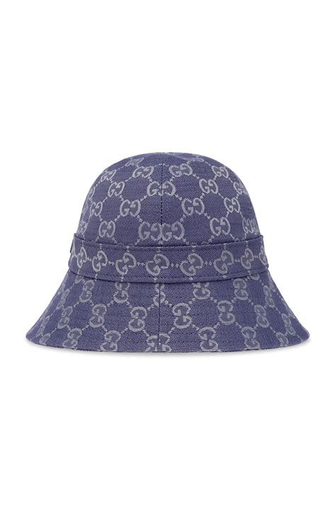 gucci hat blue flowers|Gucci blue canvas bucket hat.